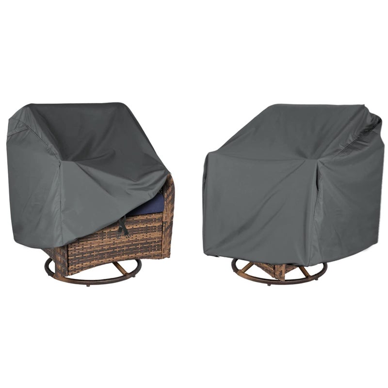 ANANMEI Outdoor Swivel Lounge Chair Cover 2 Pack  (37.5"" L x 39.25"" W x 38.5"" H) 100% Waterproof Heavy Duty Outdoor Chair Covers  Patio Furniture Cover for Swivel Patio Lounge Chair (Grey) - Image 1